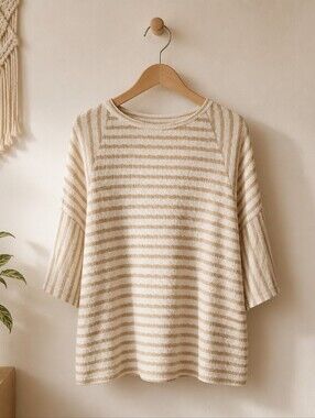 Relaxed Striped Women's Top - Cream Stripe